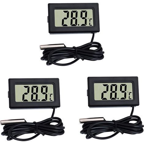 3-Zoll-Thermometer, wasserdichte Sonde, LCD-Anzeige, Messbereich -50 bis 110 °C, für Auto, Kühlschrank, Aquarium (1/5)
