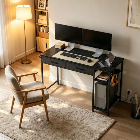 Table de jeu avec tiroirs en tissu, bureau d'ordinateur moderne, table d'étude, table à langer (uniquement avec bureau d'ordinateur)