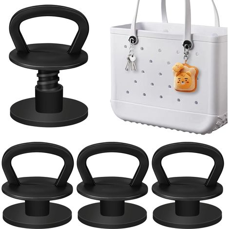 Set of 4 reusable replacement buttons for Bogg bag straps, twist-lock rivets, thick and widened hooks, additional hook function for beach bag (black) (1/5)