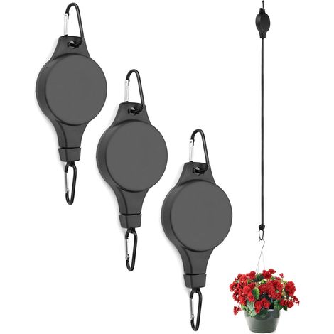 Lot de 4 Plant Poulie Hanger, Rétractable 0-90 Cm, Charge Maximale De 10 Kg, pour Plantes en Pot Suspendues, Mangeoire à Oiseaux (1/5)