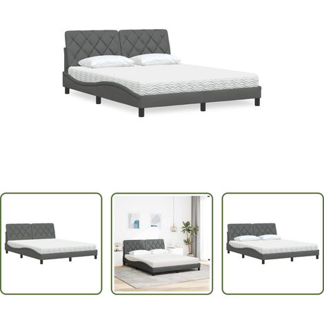 vidaXL Matratze für Schlafzimmer -  Bett mit Matratze Dunkelgrau 160x200 cm Stoff (1/5)