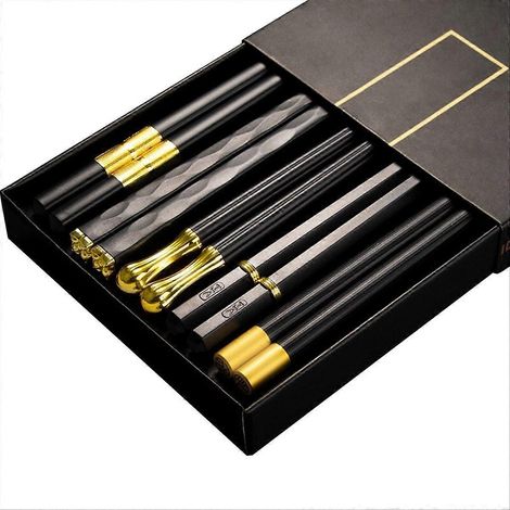 Lot de 5 paires de baguettes réutilisables, lavables au lave-vaisselle et antidérapantes. (1/5)