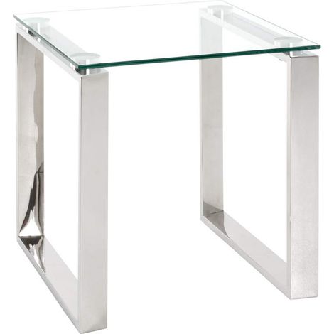 Table d'appoint en verre trempé transparent - 42 x 42 x 45 cm -PEGANE-