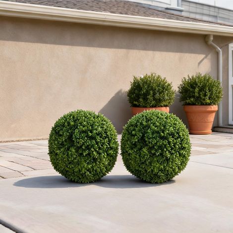 Boules de buis artificielles vertes lot de 2 diamètre 40 cm (1/5)