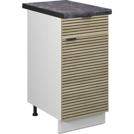 Küchenunterschrank Fame-Line, Eiche Paneel, 40 cm , AP Anthrazit, Vicco