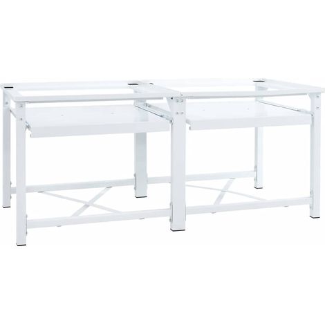 Double Washing Machine Pedestal with Pull-Out Shelves White vidaXL (1/5)