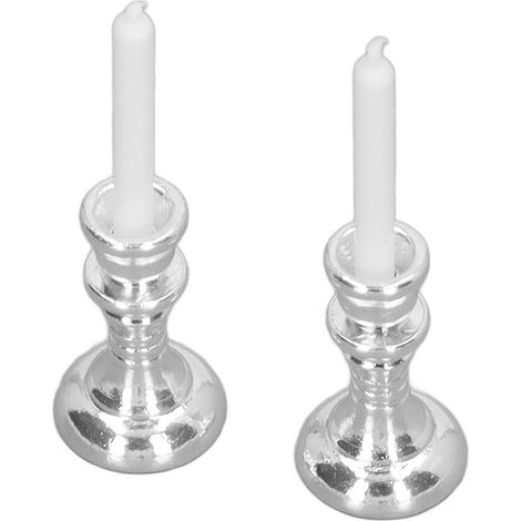 Miniatur-Kerzenständer im Maßstab 1:12, charmant, Vintage, silber, tragbar, aus Metall, Puppenhausdekoration, Spielzeug, Ornament. (1/5)