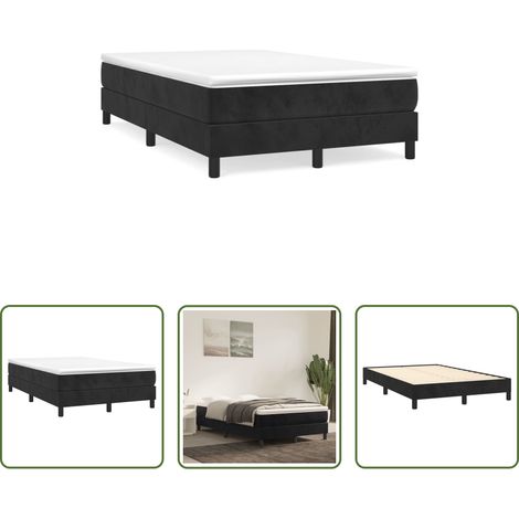 Matelas à ressorts ensachés - Sommier à lattes de lit avec matelas noir 120x190 cm velours (1/5)