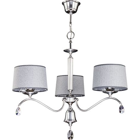 Lampadario Egida Jupiter 3 luci cromato paralumi grigi