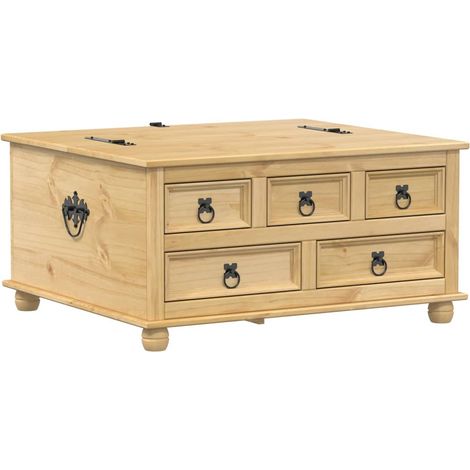 Caja de almacenaje Corona madera maciza de pino 90x78x45 cm vidaXL