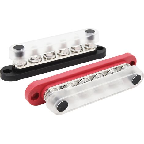 Stück Batteriesammelschiene 6 x 5/16 Zoll M8 150 A 6-Kanal-Stromverteilerblock mit Abdeckung für Fahrzeug-Solaranlagen 12 V–48 V (1/5)