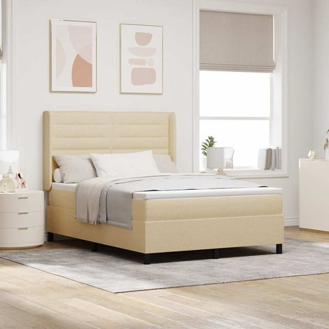 Boxspringbett mit Matratze Creme 200 x 140 cm Stoff (1/5)