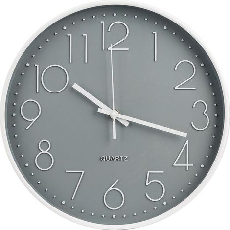 Horloge murale ronde élégante - Mouvement à quartz totalement silencieux - Facile à accrocher - Design 3D (1/5)