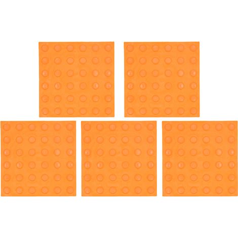 5 dalles de sol antidérapantes en caoutchouc, panneaux de signalisation tactiles pour trottoirs aveugles, plaques de base pour chaussées, orange (1/5)