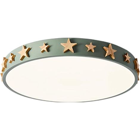 Small ceiling light for children's room, green, wooden star design, living room and kitchen (1/5)