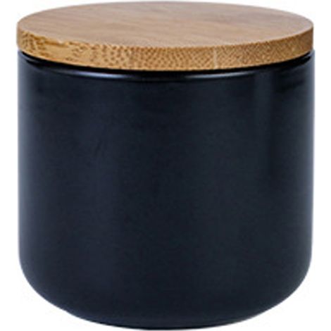 Pot En Céramique - Contenant De Stockage Pour Épices Et Céréales - Couvercle En Bambou Avec Joint En Silicone - 1 Pièce