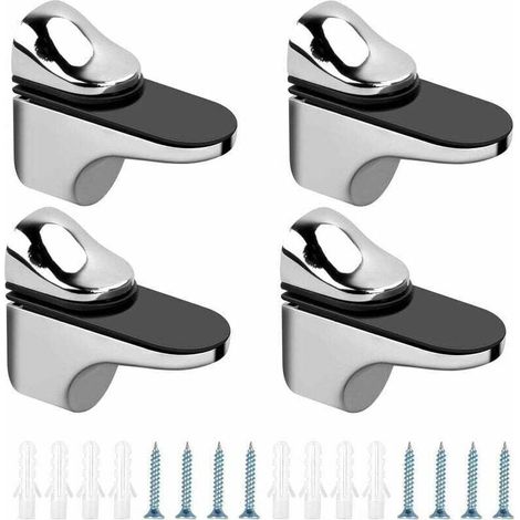 soportes ajustables para estantes de vidrio, de aleación de zinc, para montaje en pared con tornillos y tubos de expansión para tableros de madera y vidrio de 3 a 20 mm de espesor. (1/5)