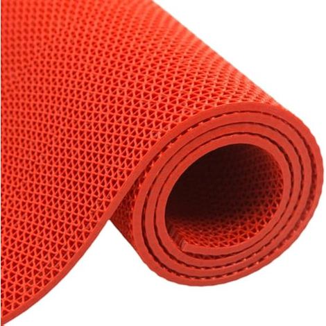 Tapis de sol antidérapant, 90 x 300 cm d'épaisseur, tapis commercial, 5 mm d'épaisseur, tapis antidérapant en PVC pour cuisine, balcon, piscine, douche (rouge, 90 x 300 cm) (1/5)