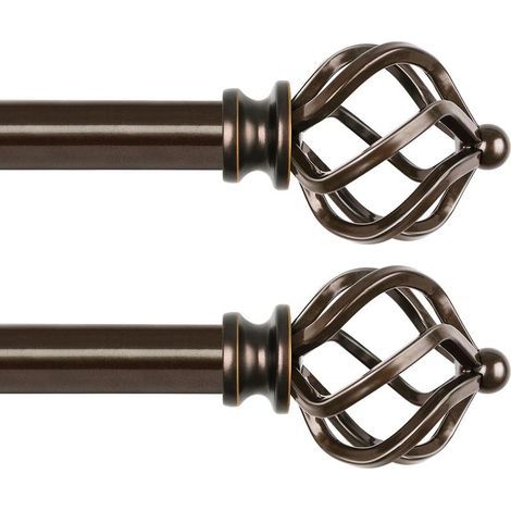 2 Pièce Tringle à Rideaux Extensible 80 à 148cm, Tringle Rideaux Bronze Pour Fenetre Balcons Chambres, Tringle avec Extrémité de Cage Torsadée (1/5)