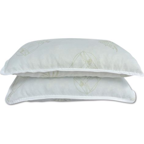 Baldiflex Coppia di Cuscini morbidi riempiti in Fiocco forma classica fodera Aloe Vera dimensione 70x40 cm (1/2)