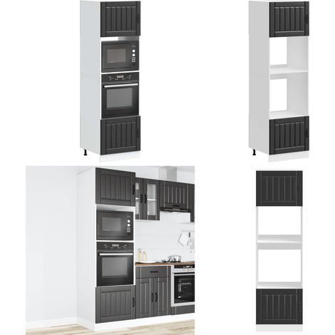 vidaXL Armoires de four 2 pcs Kalmar noir bois d'ingénierie (1/5)