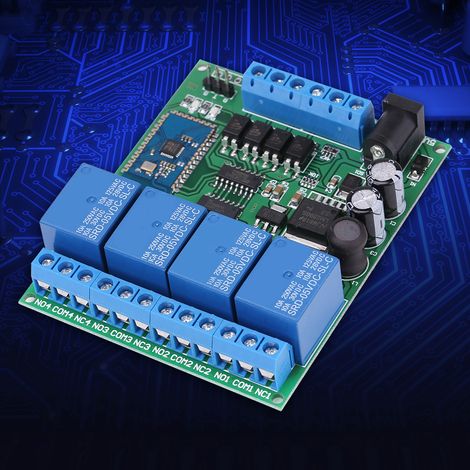 Relais Bluetooth CE041 DC 5-24V à 4 canaux pour télécommande sans fil via téléphone mobile Android. (1/4)