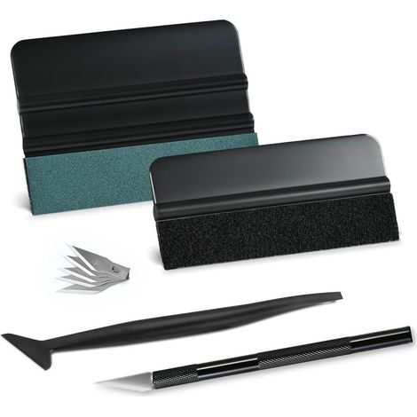 Kit d'installation de vitres teintées pour voiture - Outils pour pellicule de vinyle avec raclette en feutre, micro-raclette et lame de rasoir (1/5)