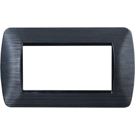 Placca serie Space, 4 moduli, plastica satinata, nera, compatibile con serie BTicino Living - Ettroit LN85414