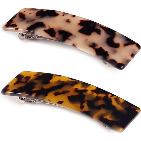 2 Pices Grosse Barettes Cheveux Femme, 2 Couleurs Rectangle Pince Cheveux Barrettes Clip Franais,automatique Grande Barrette Cheveux Ecailles De (1/5)