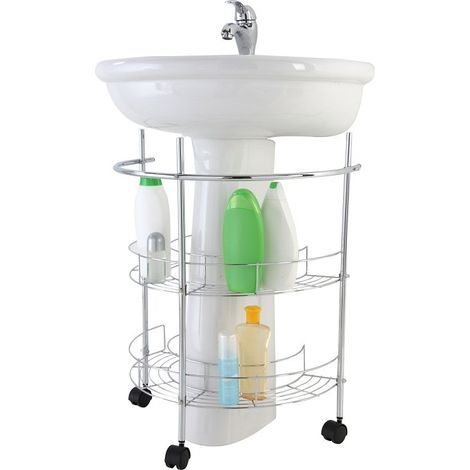 Bagno Italia Colonna multiuso in acciaio con ruote altezza 67 cm sotto lavandino