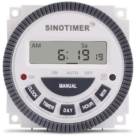 PA TM619 LCD Digitaler Zeitschalter, wöchentlich programmierbar, schlankes Modell, 16 A, 1 Öffner + 1 Schließer (TM619-3 220 V) (1/4)