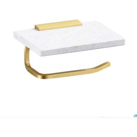 Crediri - Portarrollos de papel higiénico de pared con soporte para taladro y tornillos, accesorios de baño de mármol (1/5)