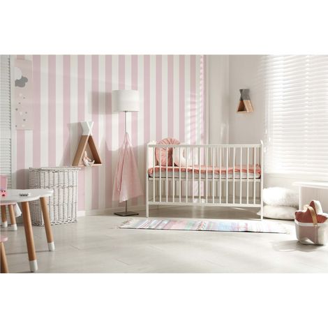 TADESSI  Tapete Kinderzimmer  M1-No.768  Vliestapete  Rosa  Weiß  Streifentapete  Jungenzimmer  Mädchenzimmer (1/5)
