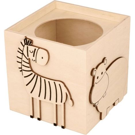 Pot à crayon en bois animaux de la savane (1/2)
