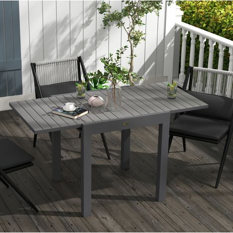 Mesa de comedor extensible de jardín de aluminio gris para 6 personas 81/162 x 80 x 75 cm (1/5)