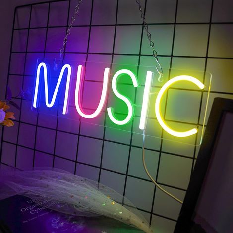 Neon Light Music Enseigne Au Néon Pour La Décoration Murale Lettres Colorées Néons Signe Musique Mot LED Néon Pour Chambre Salle De Jeux Club Bar Décoration De Fête (1/5)