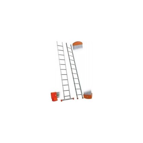 Escalera de aluminio simple Genia 1 nivel (13 peldaños) Longitud total 411 cm con barra estabilizadora