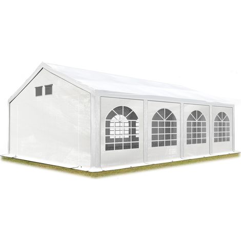 TOOLPORT Party Tent Marquee 4x8 m white PROFESSIONAL PE 550 N waterproof tarpaulin UV-resistant with groundbar garden tent (1/5)