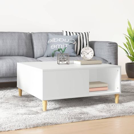 Table Basse de Salon Élégante,Table Canapé blanc 80x80x36,5 cm bois d'ingénierie -FR97619 (1/5)