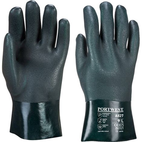 Guanti in PVC 27cm doppio immersione Verde XL - Taglia 10