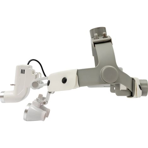 Linterna frontal con lupa, luz LED regulable, batería recargable, blanca. (1/2)
