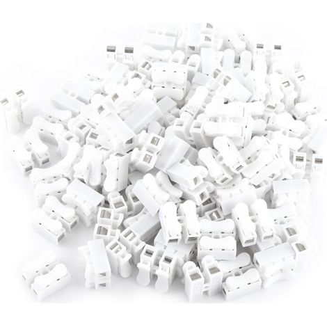 100 connecteurs rapides à 2 broches 10 A 220 V, bornes de câblage blanches (1/5)