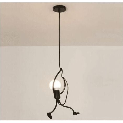 SNQ – Suspension créative en métal noir pour chambre d'enfants – Lampe suspendue 26cm de diamètre – Hauteur réglable 140cm – Culot E27 (1/5)