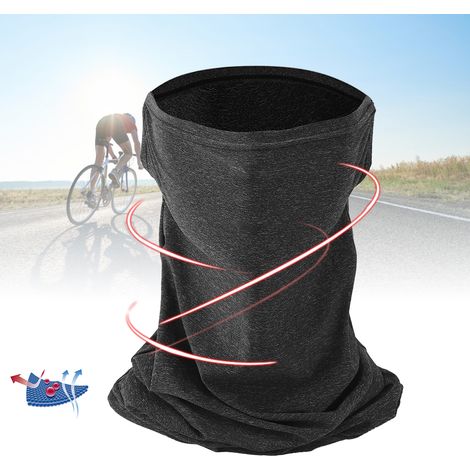 Cache-cou cycliste en soie glacée, protection UV et respirant avec attaches d'oreilles (gris foncé)