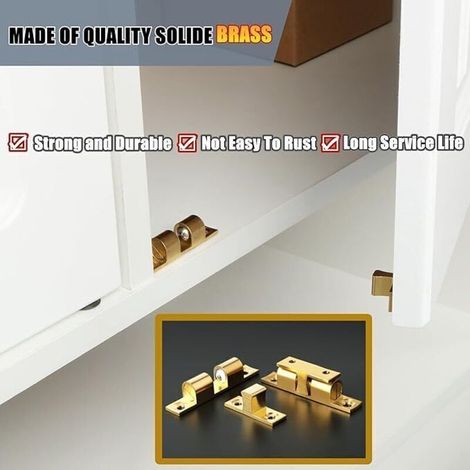 Loquet à rouleau double boule en laiton massif 67 mm – Lot de 4 pour armoires, placards et meubles