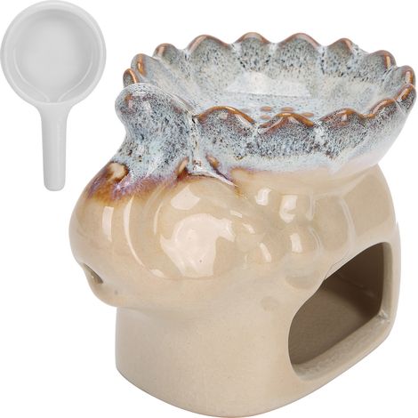 Brûleur d'aromathérapie en céramique blanche avec support de bougie - Décoration et diffuseur d'huiles essentielles (1/5)