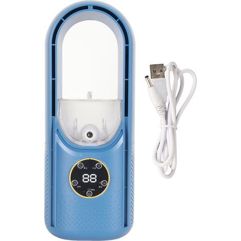 Tischventilator ohne Rotorblätter, 6 Geschwindigkeitsstufen, USB-Anschluss, mit LED-Licht, tragbar und multifunktional für Büro oder Studentenwohnheim (1/5)