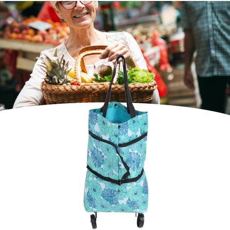 Sac de courses pliable à roulettes, sac trolley portable pliable, cabas, chariot de courses style 2 (1/5)