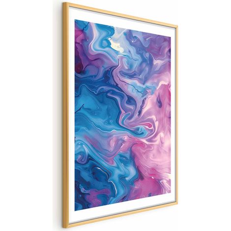 Poster – Night Flows – abstrakte Wellen in Blau- und Lilatönen (1/4)