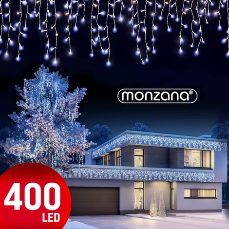Monzana – Guirlande lumineuse de Noël 400 LED blanc froid – Alimentation secteur – Longueur 15m – IP44 pour intérieur et extérieur
